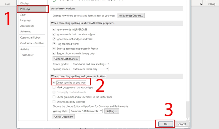 Cách bật lại tính năng kiểm tra chính tả trong Word