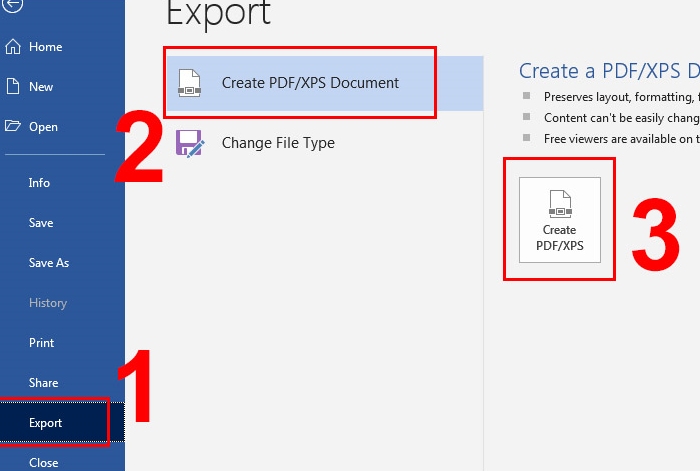 Cách chuyển file Word sang file PDF bằng tính năng Export