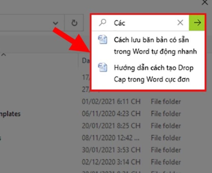 Cách mở file đã lưu bằng phím tắt