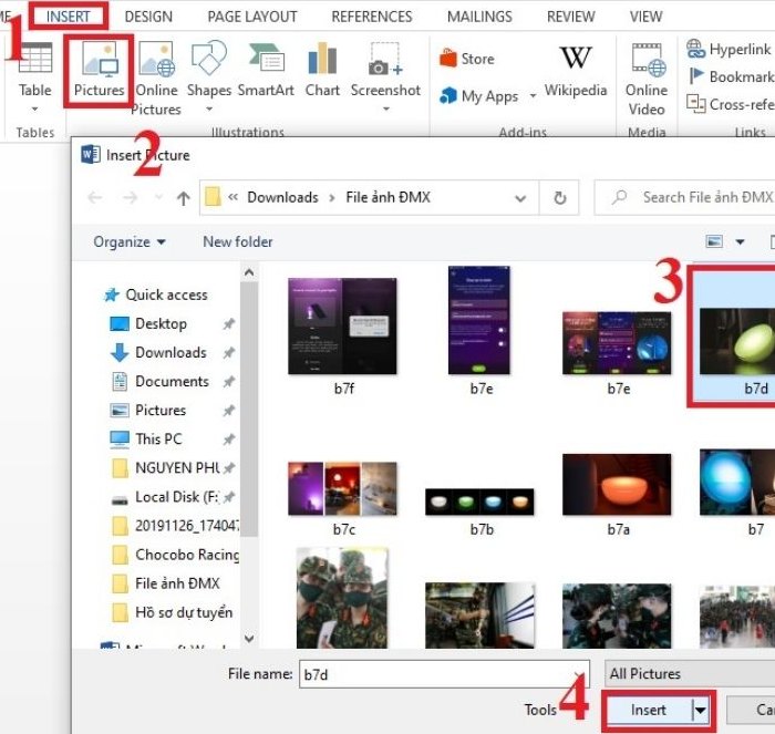 Chèn ảnh có sẵn trên máy tính vào Word