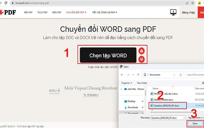 Chuyển file Word sang PDF bằng trang iLovePDF