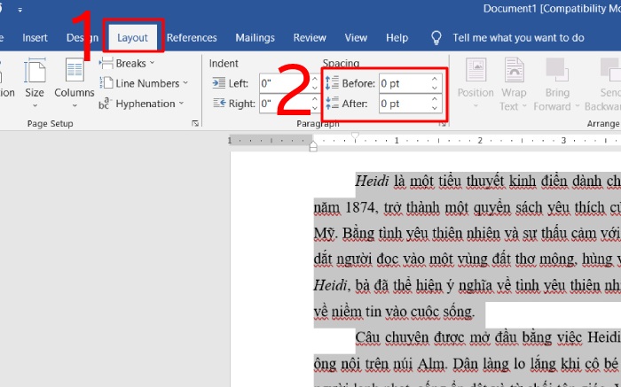 Giãn dòng bằng Spacing trong Layout