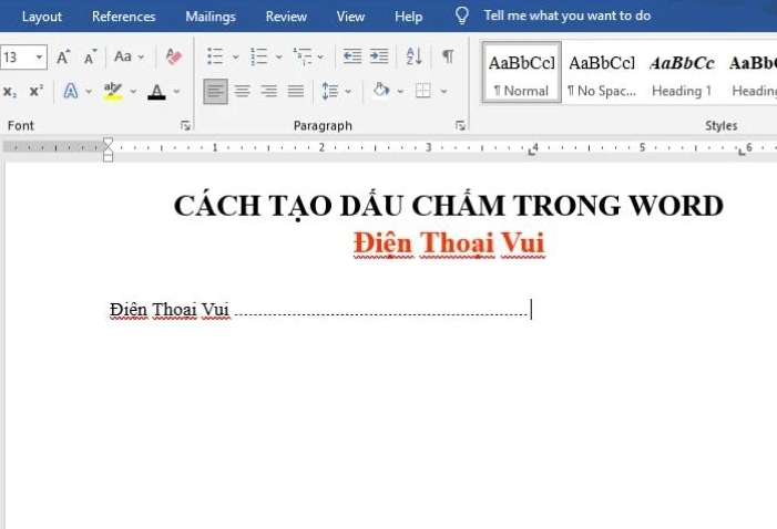 Hướng dẫn tạo dấu chấm bằng hộp thoại Paragraph trong Word