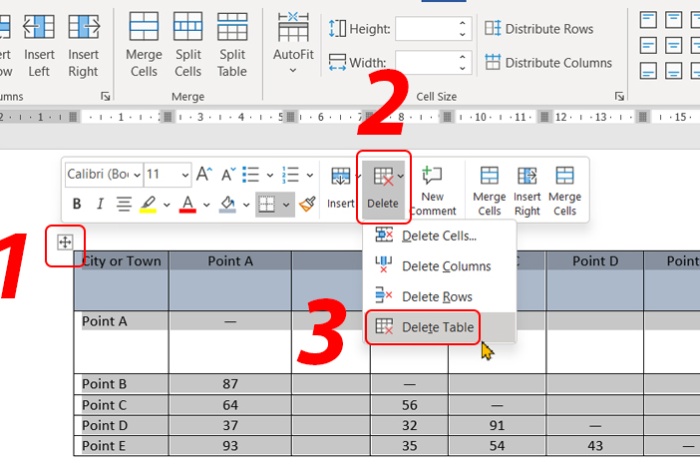 Hướng dẫn xóa bảng trong Word