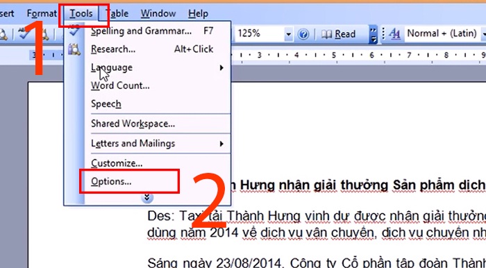 Tắt dấu gạch đỏ trong Word 2003