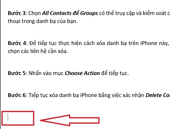 Xóa trang bằng phím Delete