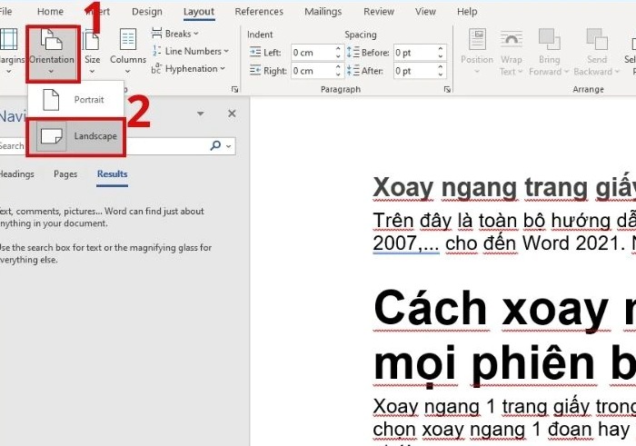 Xoay ngang toàn bộ văn bản trong Word